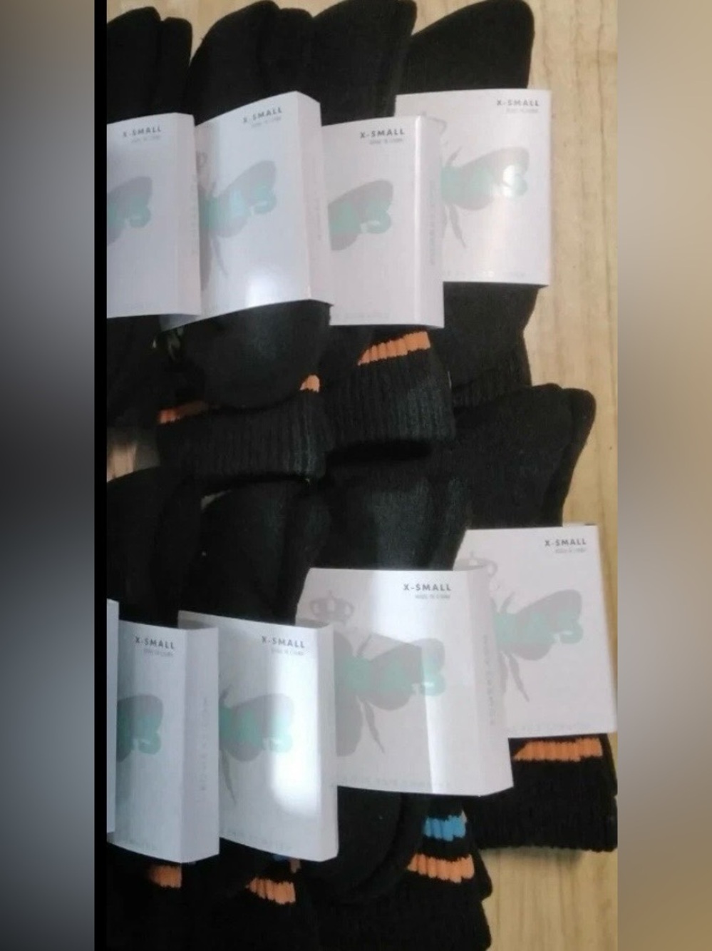 NEW 8 Pairs Bombas Toddler/Youth Calf X-SMALL Black w/ Orange/Blue Strip Bee.